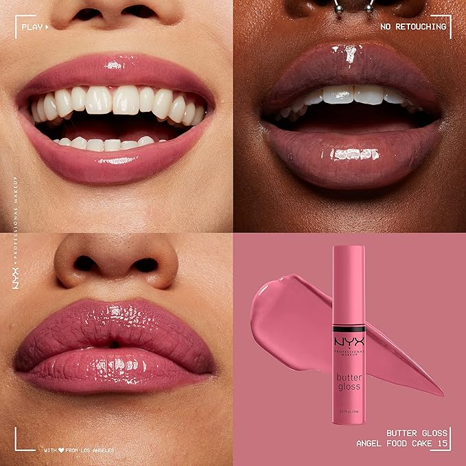 NYX PROFESSIONAL MAKEUP Butter Gloss, Non-Sticky Lip Gloss - Pack Of 3 (Angel Food Cake, Creme Brulee, Madeleine)-Velvo Beauty