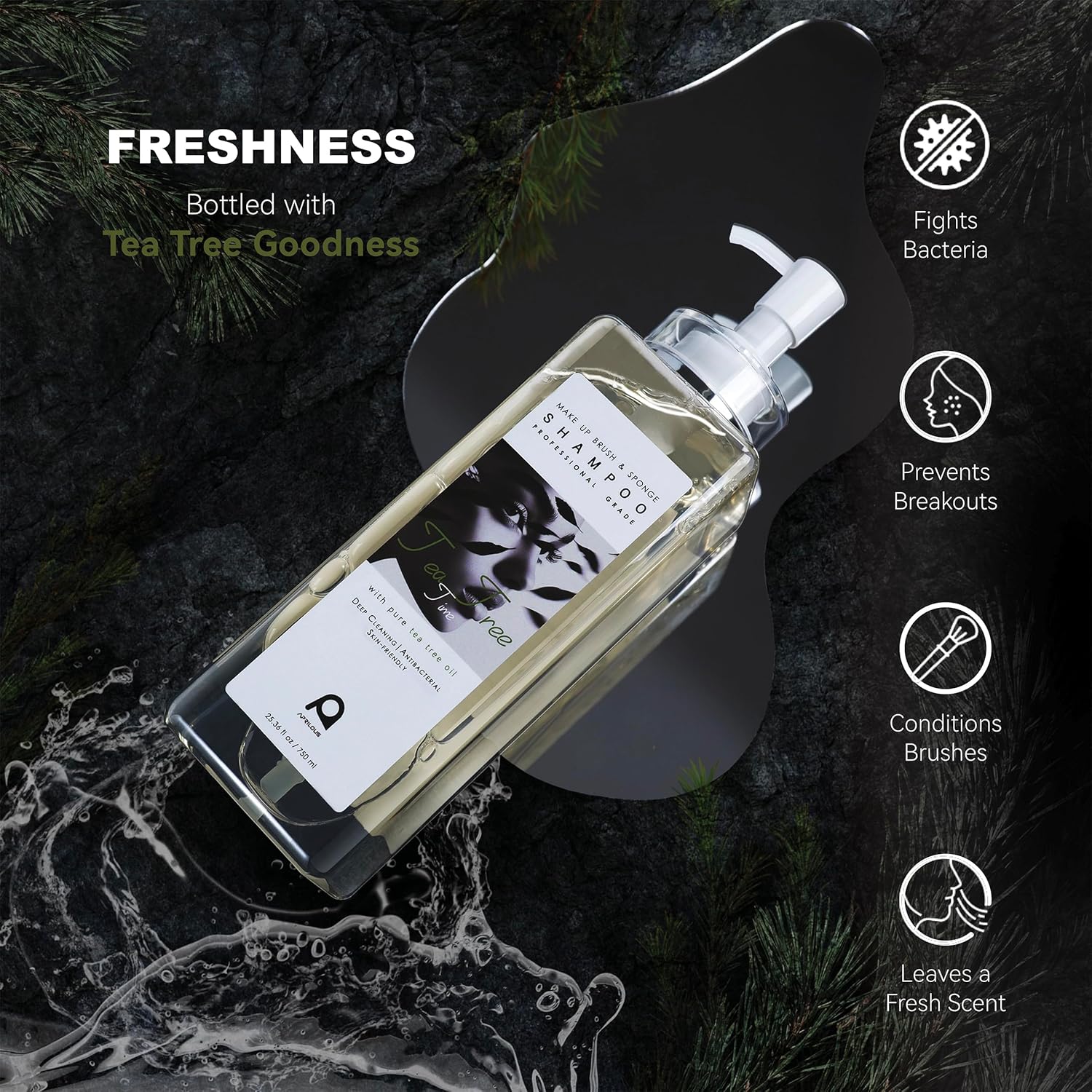 Electric Makeup Brush Cleaner Bundle with Tea Tree Oil Cleaner 25.36 fl.oz-Velvo Beauty