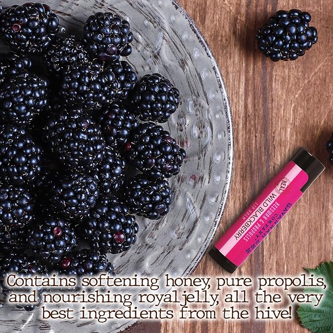 Savannah Bee Lip Balm Hanger 0.15 oz - Invigorating Mint Flavor - Natural Ingredients for Supple, Soft Lips - Convenient Hanger Design (.15 Oz, Wild Blackberry)-Velvo Beauty