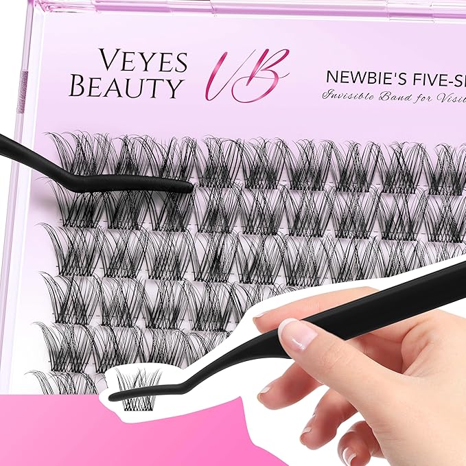 VEYESBEAUTY Lash Clusters Individual Eyelash Extensions Thin & Invisible Band DIY False Eyelashes for Self-application Newbie's Five-Second Series Wispy Lash Tray, LuxeBold 12mm Single Length-Velvo Beauty