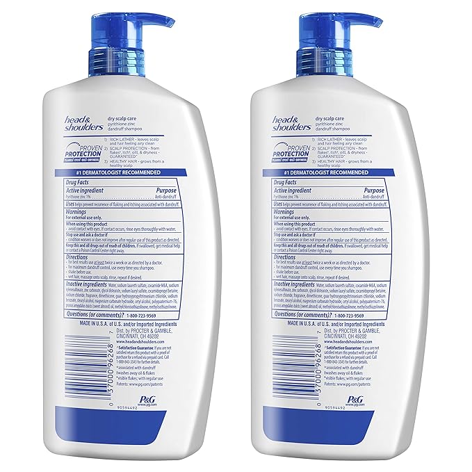 Head and Shoulders Shampoo, Daily-Use Anti-Dandruff Paraben Free Treatment, Dry Scalp Care with Almond Oil, 32.1 fl oz, Twin Pack (Pack of 2)-Velvo Beauty