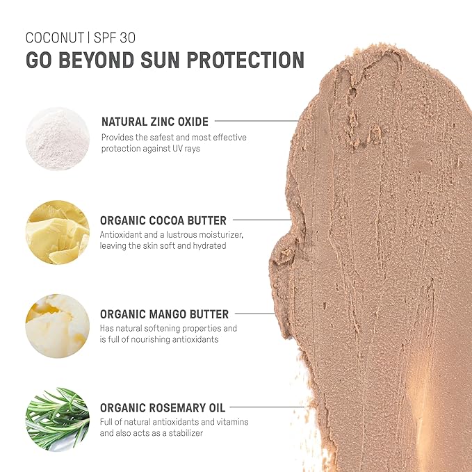 Raw Element Ultra-Moisturizing Tinted Face Cream, Non Toxic Mineral Face Sunscreen, Daily Tinted Moisturizer, Non-Nano Zinc Oxide, Reef Friendly, All Ages, SPF 30, 1.8 oz, Coconut, Pack of 1-Velvo Beauty