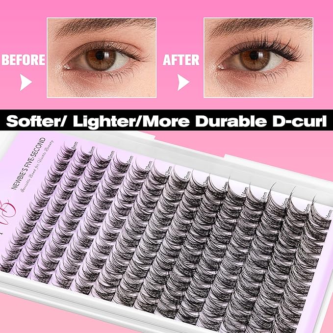 VEYESBEAUTY Lash Clusters Individual Eyelash Extensions Thin & Invisible Band DIY False Eyelashes for Self-application Newbie's Five-Second Series Wispy Lash Tray, LuxeBold 8-16mm Mixed Length-Velvo Beauty