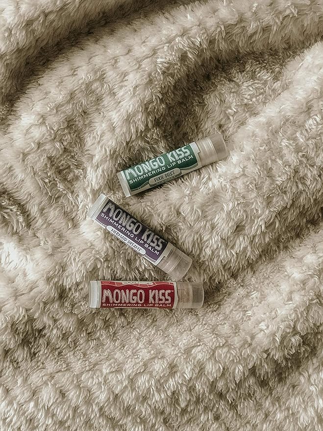 Mongo Kiss Shimmering Lip Balms (6 tubes, 2 packs) by Eco Lips 100% Natural Lip Balms featuring Organic Mongongo Oil, Cotton Candy, Sherbet and Blueberry Pie flavors - Made in USA.-Velvo Beauty