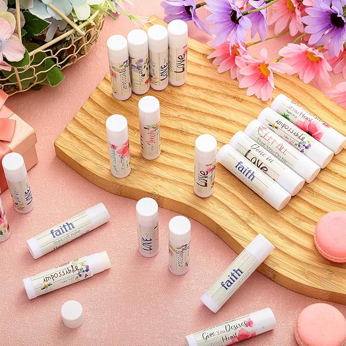 50 Pcs Bible Verse Lip Balm Bulk Christian Gifts for Women Faith Religious Moisturizing Lip Balm with Scripture Inspirational Lip Care Product for Friend Teacher Worker Employee-Velvo Beauty
