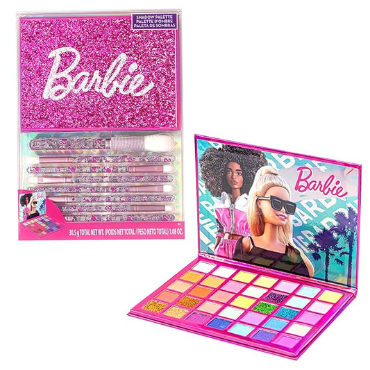 Barbie - Townley Girl 35-Well Eyeshadow Palette, Shimmery and Opaque Colors, Pigmented Blendable, 8 Application Brushes Non-Toxic 8+, Perfect for Parties, Sleepovers & Makeovers-Velvo Beauty