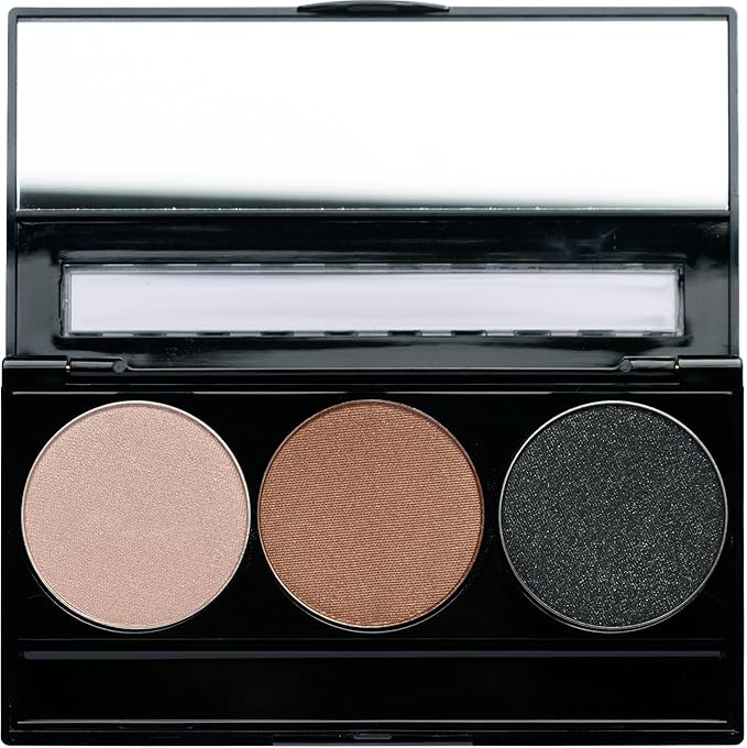 Metallic Shimmer Off White, Gold Bronze Brown, and Glitter Black Vegan Eyeshadow Trio Palette; Talc, Paraben & Cruelty Free-Velvo Beauty