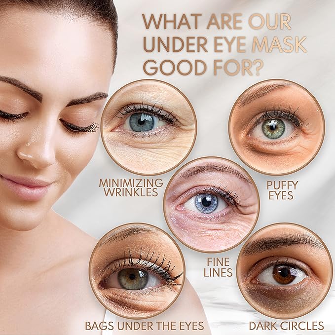 Under Eye Anti-Aging Eye Mask Collagen Patch Treatment for Minimizing Wrinkles, Puffy Eyes, Eye Bags, Dark Circles, Fine Lines Under the Eye, Looking Less Tired, Revitalizing, Moisturizing and-Velvo Beauty