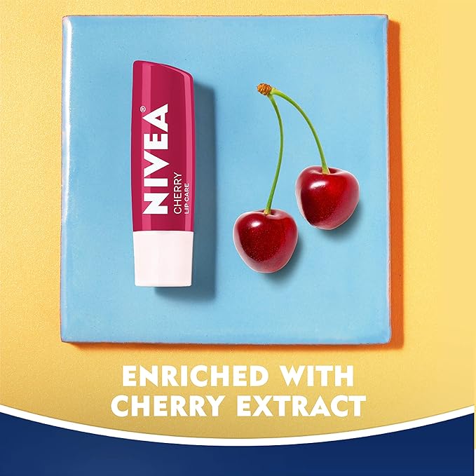 NIVEA Cherry Lip Care - Tinted Lip Balm for Beautiful, Soft Lips - Pack of 4-Velvo Beauty
