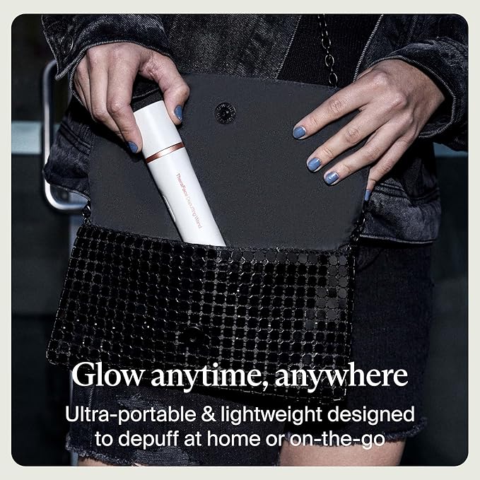 Therabody TheraFace Depuffing Wand – Cold and Heat Skincare Treatment to Depuff and Glow; Beauty Wand, Face Roller and Eye Massager for Eye Puffiness, Dark Circles and Skin Radiance (White)-Velvo Beauty