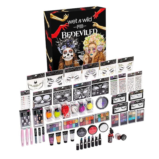 wet n wild Fantasy Makers Bedeviled Halloween PR Box - Makeup Set with Versatile Brushes, Unique Sponges,Vibrant Buildable & Blendable Palettes, & Lip Glosses for Unique Looks, Cruelty-Free & Vegan-Velvo Beauty