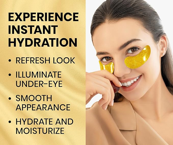 Stylia Under Eye Patches for Dark Circles and Puffy Eyes (30 Pairs) - 24k Gold Under Eye Mask with Vitamin C, Hyaluronic Acid, Pearl Extract - Eye Masks for Dark Circles and Puffiness-Velvo Beauty