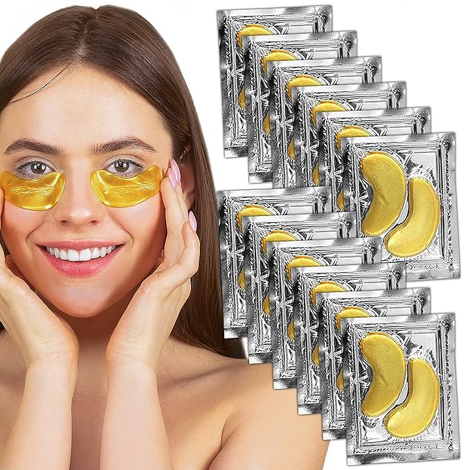 Under Eye Anti-Aging Eye Mask Collagen Patch Treatment for Minimizing Wrinkles, Puffy Eyes, Eye Bags, Dark Circles, Fine Lines Under the Eye, Looking Less Tired, Revitalizing, Moisturizing and Refreshing Your Skin 12 Pairs (Gold)-Velvo Beauty
