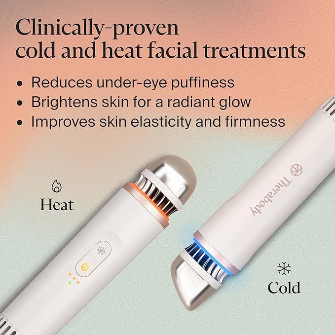 Therabody TheraFace Depuffing Wand – Cold and Heat Skincare Treatment to Depuff and Glow; Beauty Wand, Face Roller and Eye Massager for Eye Puffiness, Dark Circles and Skin Radiance (White)-Velvo Beauty