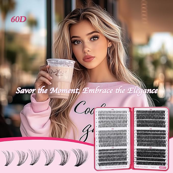 Lash Clusters 600PCS - Eyelash Clusters 20D+30D+40D+50D+60D+80D Wispy Individual Lashes D Curl Lash Extension 10-18MM Natural Lash Clusters DIY Cluster Eyelash Extensions for Beginners-Velvo Beauty
