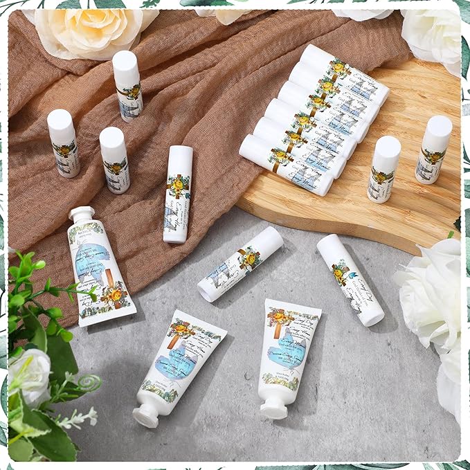 144 Pcs Christian Lip Balm Hand Cream Set Party Favors, Include 36 Bible Lip Balm 36 Moisturizing Hand Cream 36 Bags 36 Cards and Ropes for Accessories Gifts (Biblical, Cross)-Velvo Beauty