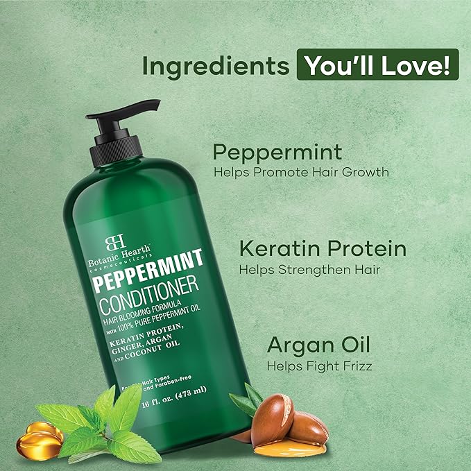Botanic Hearth Peppermint Hair Conditioner | Hair Conditioner For Dry Damaged And Color Treated Hair | Volumizing Conditioner For Fine & Thin Hair | Paraben & Sulfate Free | Men & Women | 16 Fl Oz-Velvo Beauty