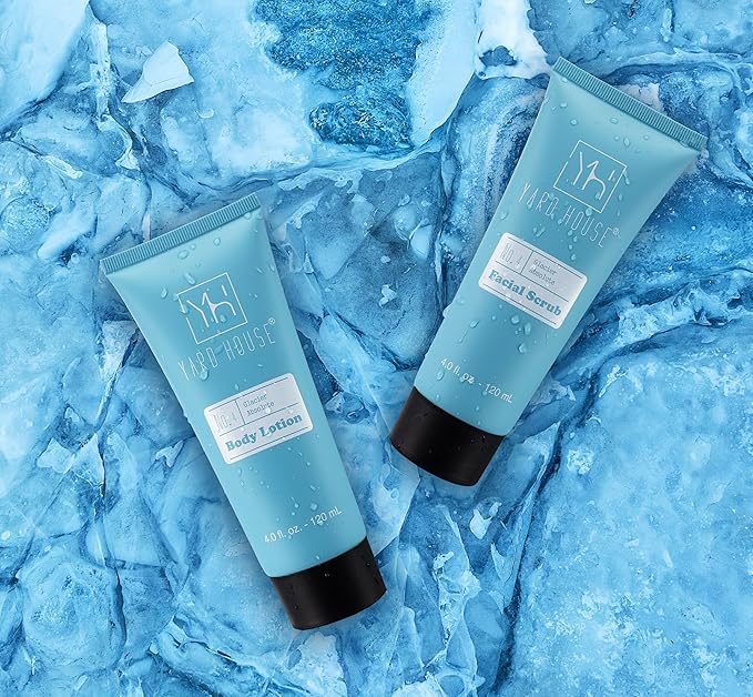 Bath and Body Mens Gift Set - Glacier Absolute - Premium Fathers Day Birthday Christmas Gifts Ideas For Him - Skin Care Kits For Men in Leather Toiletry Bag w. Full Size Items-Velvo Beauty