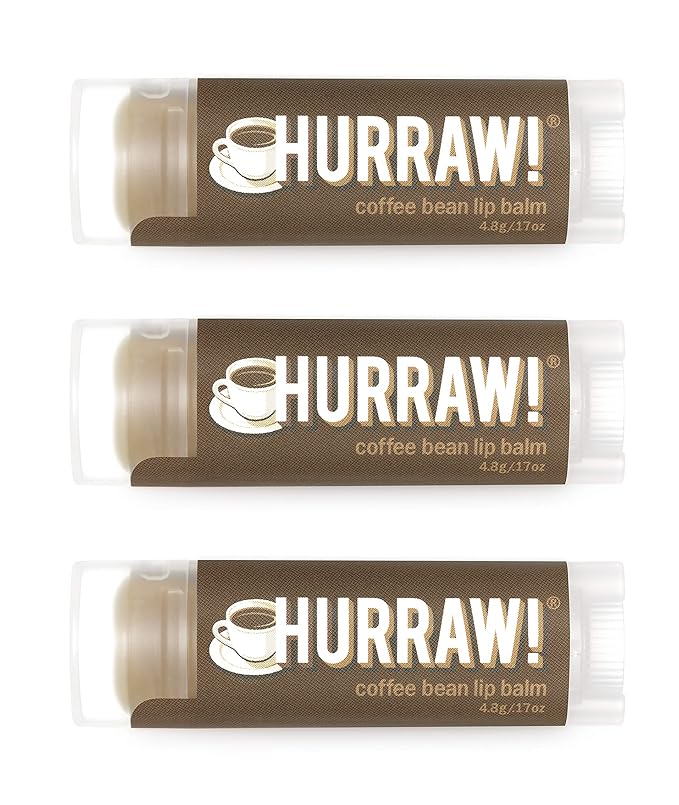 Hurraw! Coffee Bean Lip Balm, 3 Pack: Organic, Certified Vegan, Cruelty and Gluten Free. Non-GMO, 100% Natural Ingredients. Bee, Shea, Soy and Palm Free. Made in USA-Velvo Beauty