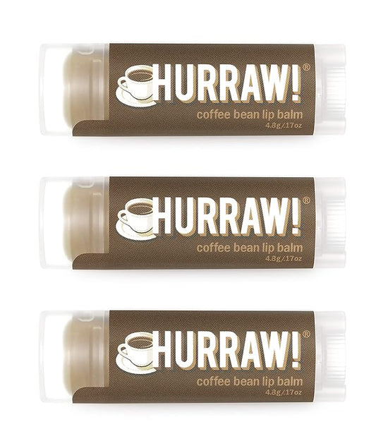 Hurraw! Coffee Bean Lip Balm, 3 Pack: Organic, Certified Vegan, Cruelty and Gluten Free. Non-GMO, 100% Natural Ingredients. Bee, Shea, Soy and Palm Free. Made in USA-Velvo Beauty