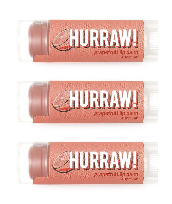 Hurraw! Grapefruit Lip Balm, 3 Pack: Organic, Certified Vegan, Cruelty and Gluten Free. Non-GMO, 100% Natural Ingredients. Bee, Shea, Soy and Palm Free. Made in USA-Velvo Beauty