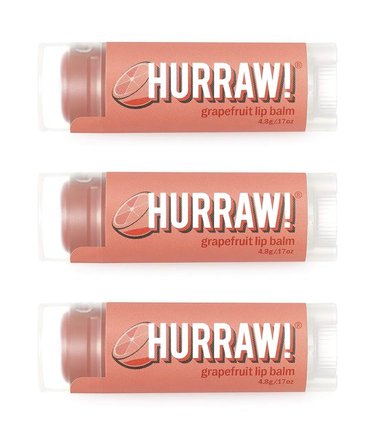 Hurraw! Grapefruit Lip Balm, 3 Pack: Organic, Certified Vegan, Cruelty and Gluten Free. Non-GMO, 100% Natural Ingredients. Bee, Shea, Soy and Palm Free. Made in USA-Velvo Beauty