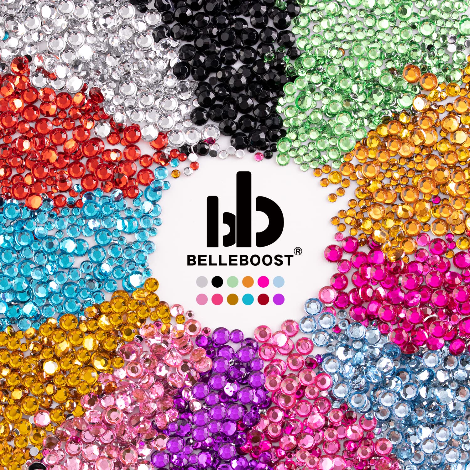 Two Packs of Flatback Rhinestones 4520 Pcs Colorful Nail Art Rhinestones Flatback Crystal Colorful+Transparent White Rhinestone with Picker Pencil and Tweezer for Nail Art and Decoration-Velvo Beauty