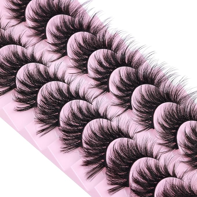 FANXITON False Eyelashes Fluffy Mink Lashes 20 mm Cat Eye Lashes Long 5D Wispy Dramatic 10 Pairs Pack-Velvo Beauty