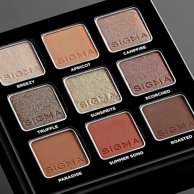 Sigma Beauty On-the-Go Eyeshadow Palette - Fiery - 9 Bold Eyeshadow Shades in Matte, Shimmer and Metalic Finishes - Highly Pigmented Vegan Eye Makeup Palette - Clean Beauty Products-Velvo Beauty