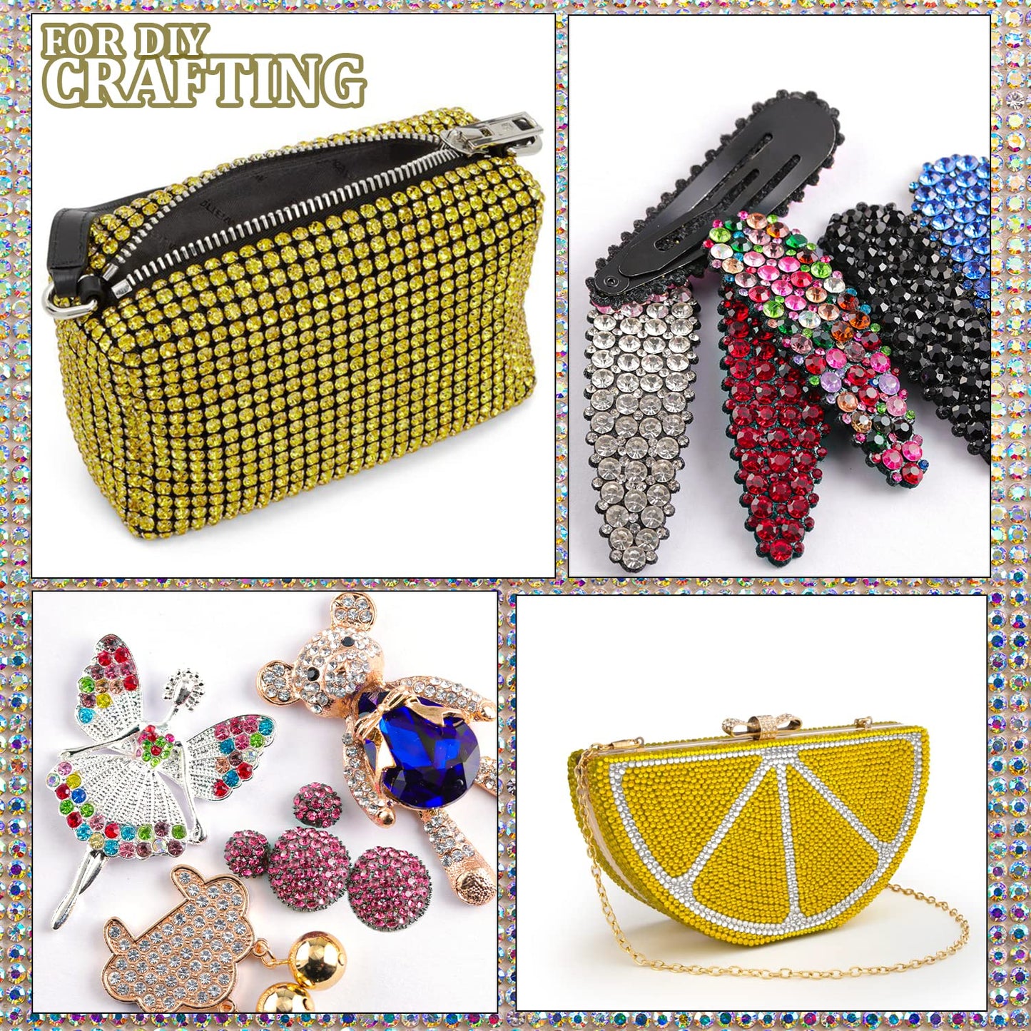 Two Packs of Flatback Rhinestones 4520 Pcs Colorful Nail Art Rhinestones Flatback Crystal Colorful+Lemon Yellow Rhinestone with Picker Pencil and Tweezer for Nail Art and Decoration-Velvo Beauty