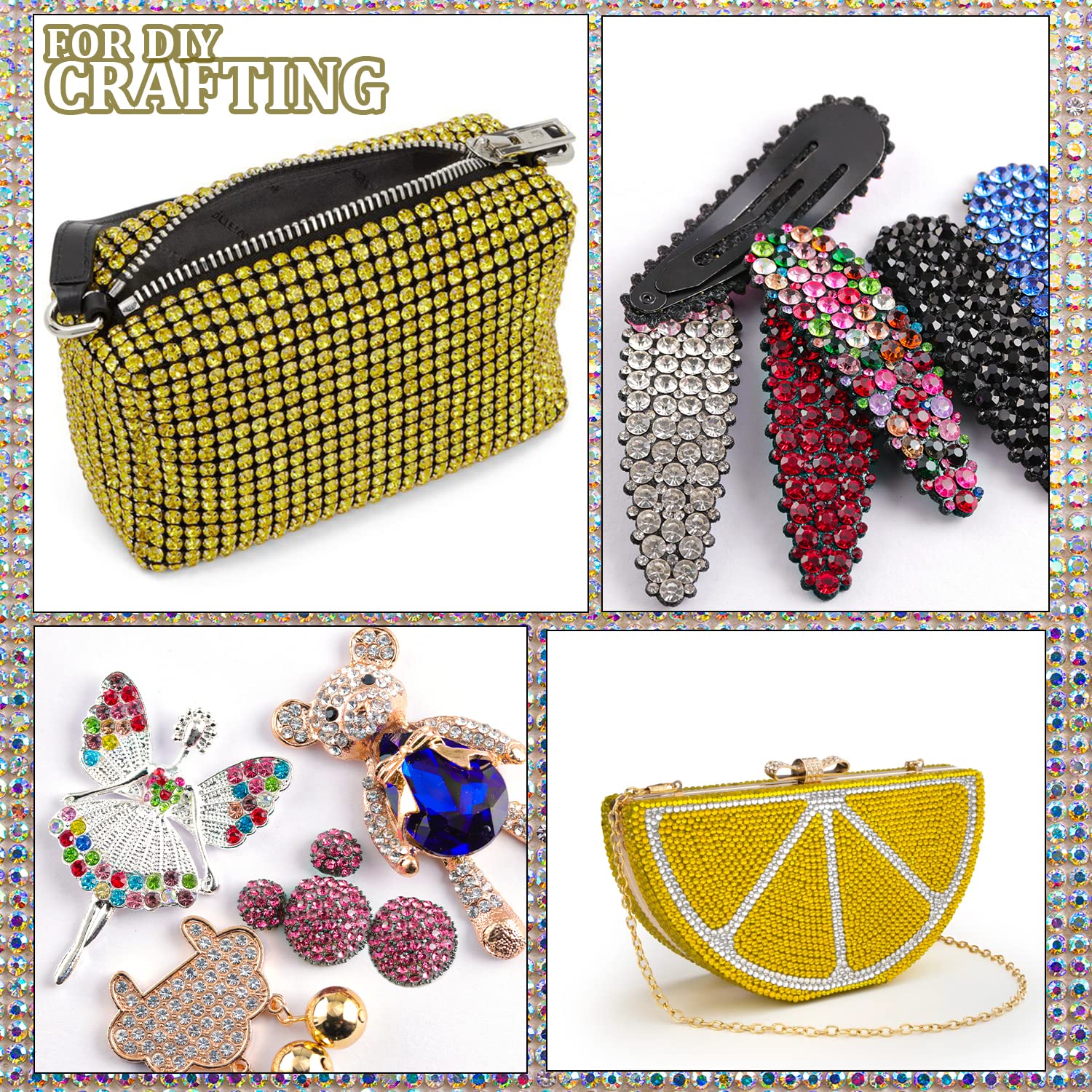 Two Packs of Flatback Rhinestones 4520 Pcs Colorful Nail Art Rhinestones Flatback Crystal Colorful+Lemon Yellow Rhinestone with Picker Pencil and Tweezer for Nail Art and Decoration-Velvo Beauty