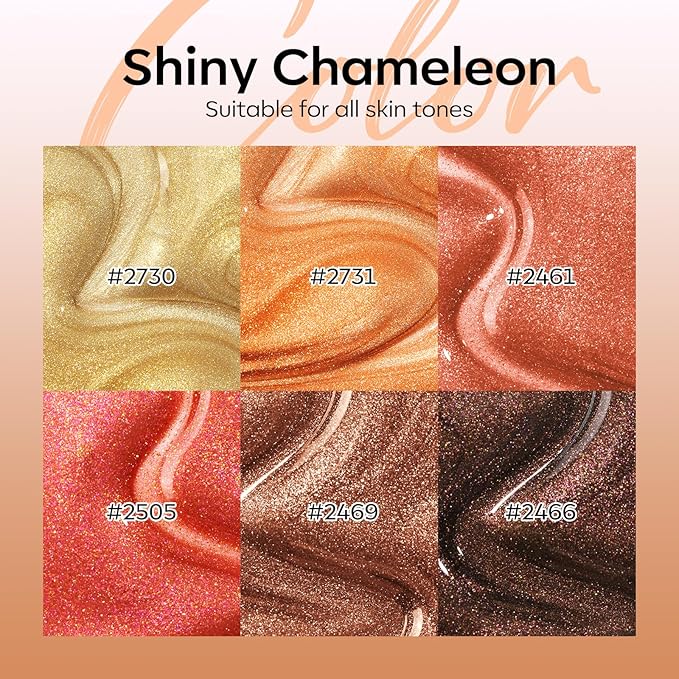 modelones Chameleon Gel Nail Polish Set, 6 Colors Fall Gel Polish Kit Glitter Shimmer Brown Orange Yellow Soak Off LED Nail Lamp Home Gift DIY Salon For Women Girl-Velvo Beauty