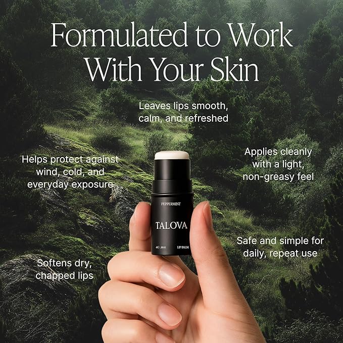 Peppermint Lip Balm, Natural & Clean Moisturizing Lip Balm with Vitamins A, D, E, and K, Nourishes and Smooths Texture, Moisturizer for Dry and Chapped Lips, Non-toxic, Made in USA-Velvo Beauty