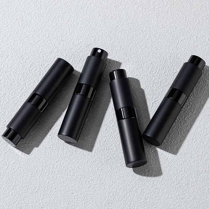 Travel Perfume Bottle Refillable - Cologne Spray Atomizer Mini - Small Travel Size Sprayer Empty for Refill Sample Container - Portable Fragrance Decant Dispenser for Men Women 8ml 4PCS Black-Velvo Beauty
