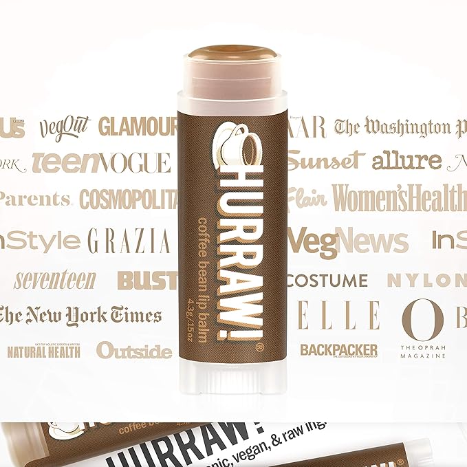 Hurraw! Coffee Bean Lip Balm: Organic, Certified Vegan, Cruelty and Gluten Free. Non-GMO, 100% Natural Ingredients. Bee, Shea, Soy and Palm Free. Made in USA-Velvo Beauty