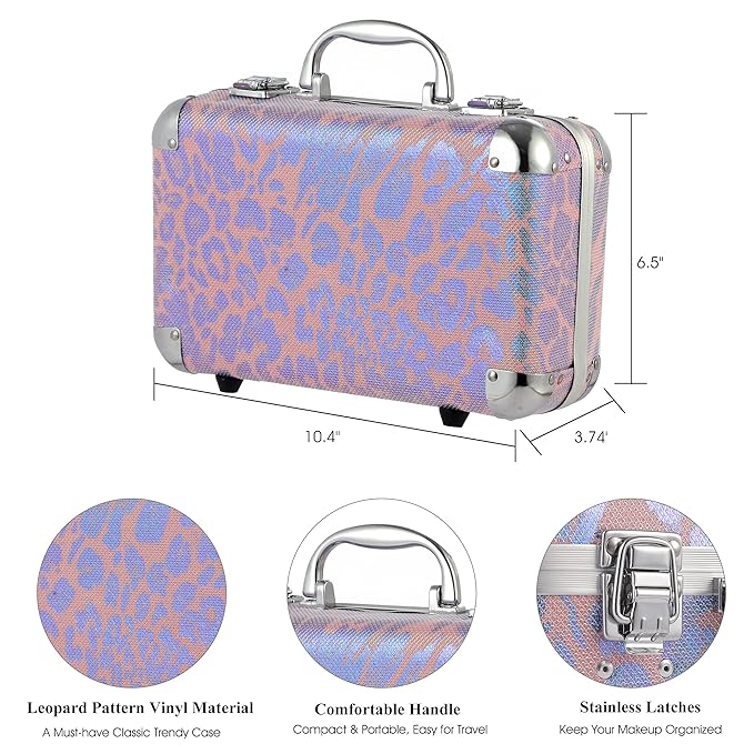 Hot Sugar All In One Makeup Set for Adults and Girls - Full Makeup Kit for Beginners With Eye Shadow Palette, Blush, Lip Gloss, Brush, Mirror (Pink Leopard)-Velvo Beauty