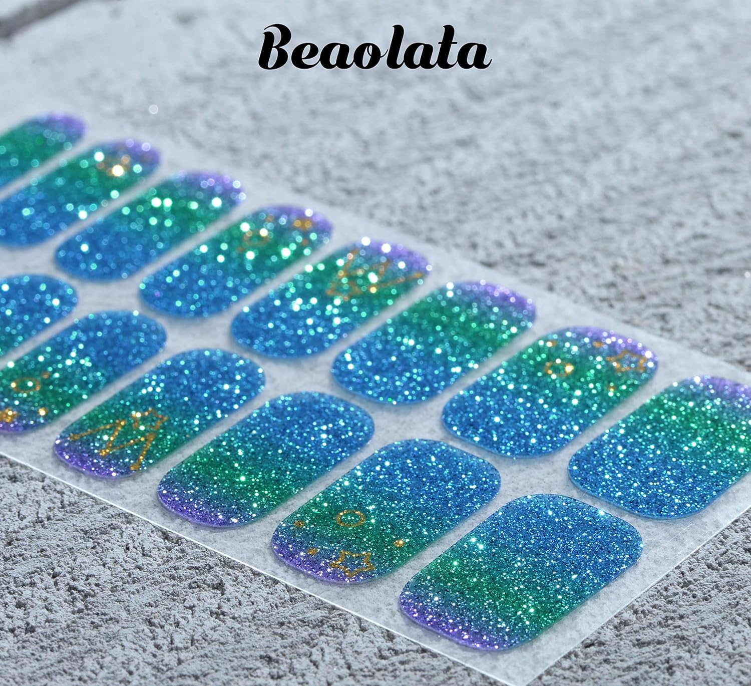 Nail Polish Strips, 32PCS Salon Quality Wraps, Long Lasting Gel Nail Stickers for Women Easy Apply& Remove (Picking Dark Blue)-Velvo Beauty