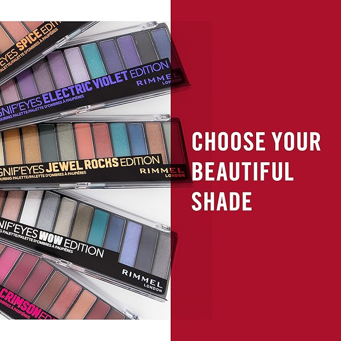 Rimmel London Magnif'Eyes Eyeshadow Palette, 12 Shades, Blendable Formula, Versatile, 005, Spice, 0.5oz-Velvo Beauty