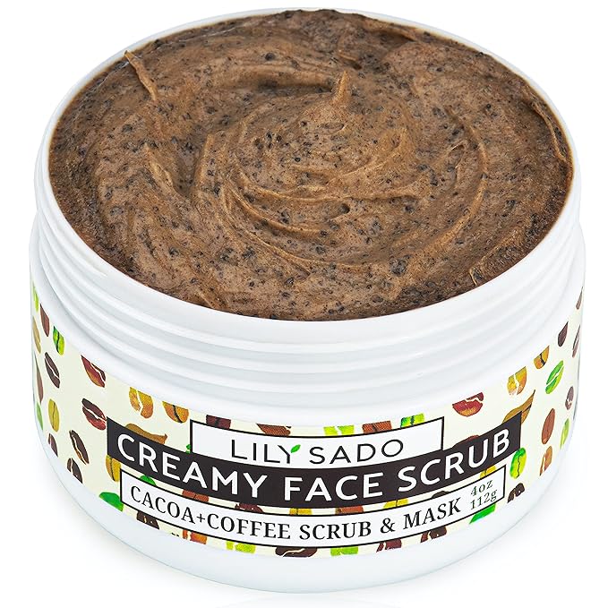 LILY SADO LILY SADO Cocoa & Coffee Creamy Face Scrub - Best Exfoliating VEGAN Facial Cleanser for Women & Men - Natural Face Wash Exfoliates & Energizes Skin, Treats Acne & Reduces Pore Size - 4 oz-Velvo Beauty