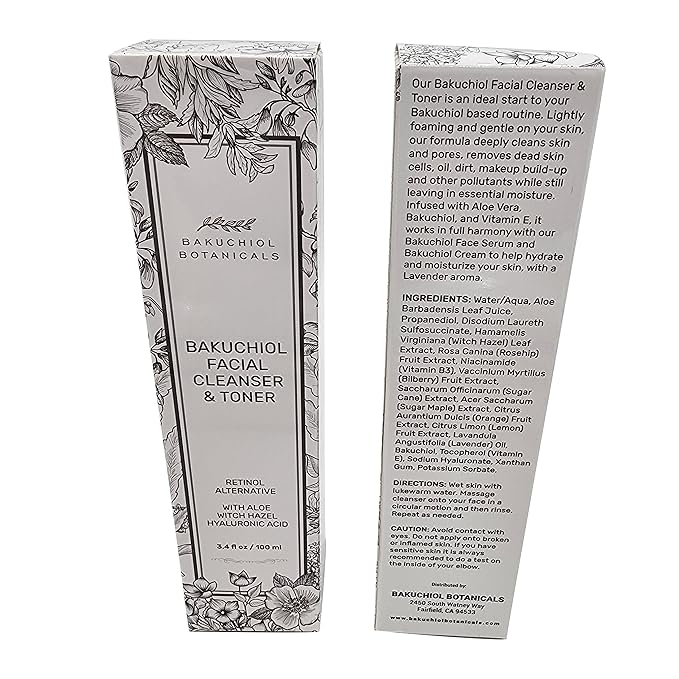 Bakuchol Botanicals Gift Set with Travel Case, Includes Face Serum, Toner & Cleanser All-in-One, Eye Cream, Moisturizer-Velvo Beauty