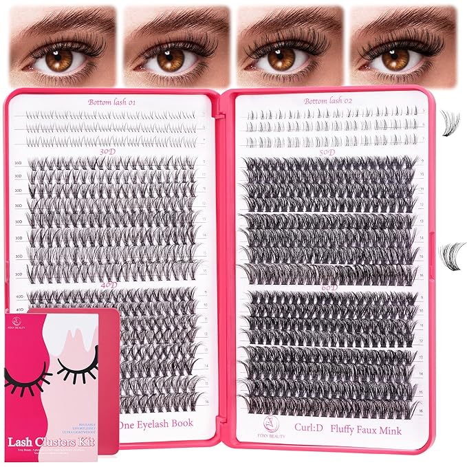CCODDY Lash Clusters Kit - False Eyelash with Bottom Lashes - 748 Pieces - Black, Synthetic, Lightweight & Soft Fibers - D Curl Upper & 5-7MM Bottom - No Adhesives Included-Velvo Beauty