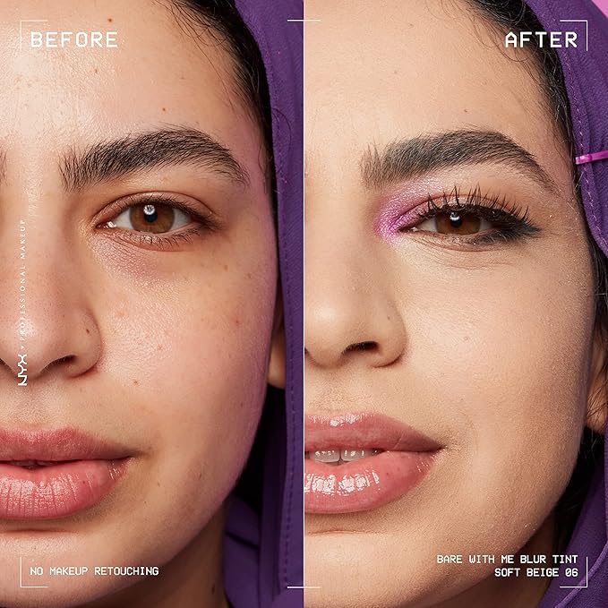 NYX PROFESSIONAL MAKEUP Bare With Me Blur Skin Tint Foundation Make Up with Matcha, Glycerin & Niacinamide - Soft Beige-Velvo Beauty