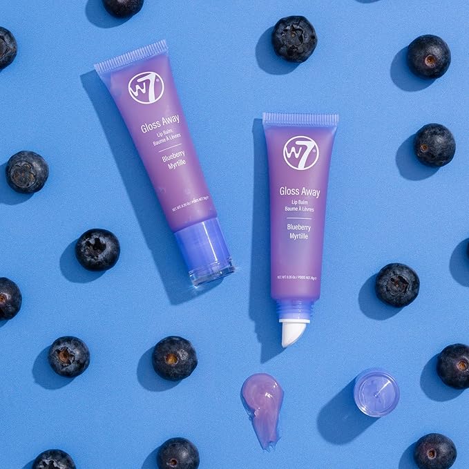 W7 Gloss Away Lip Balm - 2 Piece Set - Nourishing Lip Balm Formula With Shea Butter - Blueberry-Velvo Beauty