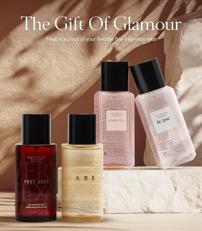 Victoria's Secret Fine Fragrance Mini Mist Gift Set, 4 Piece, Assorted Scents-Velvo Beauty