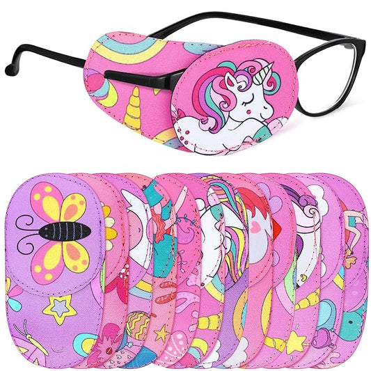 Newcotte 12 Pcs Eye Patch for Kids Girls Boys Reusable Eye Patch for Glasses over the Lens Colorful Eye Patch Toddler Eye Patch Adorable Kids Eye Patches Assorted Eye Patch Cover (Cute)-Velvo Beauty
