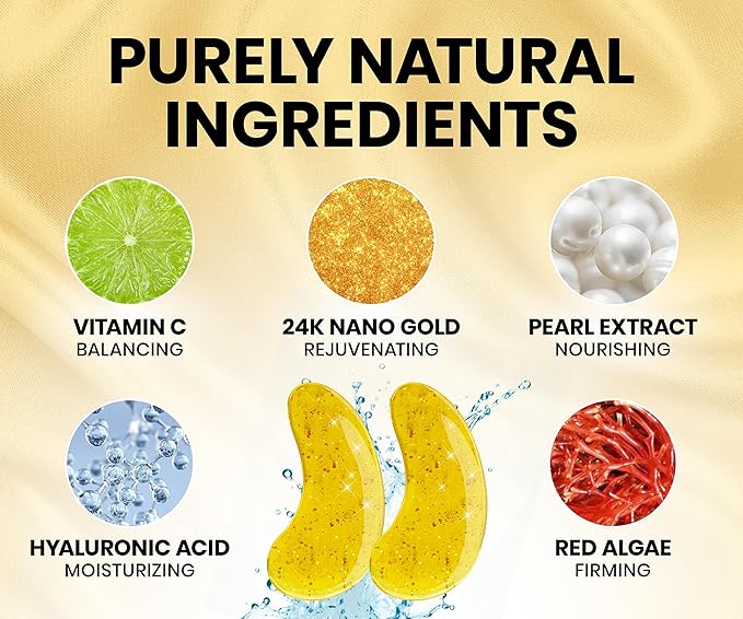 Stylia Under Eye Patches for Dark Circles and Puffy Eyes (30 Pairs) - 24k Gold Under Eye Mask with Vitamin C, Hyaluronic Acid, Pearl Extract - Eye Masks for Dark Circles and Puffiness-Velvo Beauty