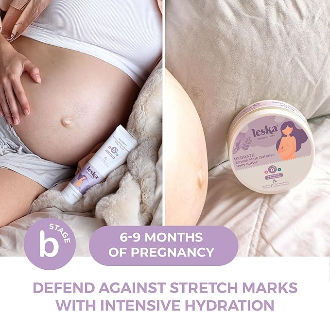 Leska Maternity Set | Belly Lotion, Belly Oil, Stretch Mark Defense Cream & Belly Butter, Toning Gel | Maternity Stages Skin Care for Pregnancy & Postpartum |New Mom Gifts (Set of 5, 4-4.93oz each)-Velvo Beauty