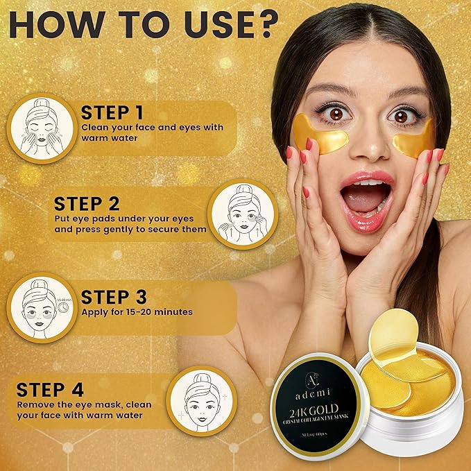 24k Gold Crystal Collagen Eye Mask-Velvo Beauty