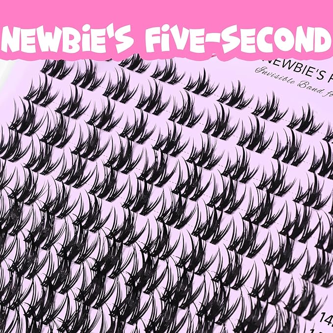 VEYESBEAUTY Lash Clusters Kit Eyelash Extensions Thin & Invisible Band Individual False Eyelashes Newbie's Five-Second Series Wispy Lash Tray for Self-application, Camellia Lashes 8-18mm Mixed Length-Velvo Beauty