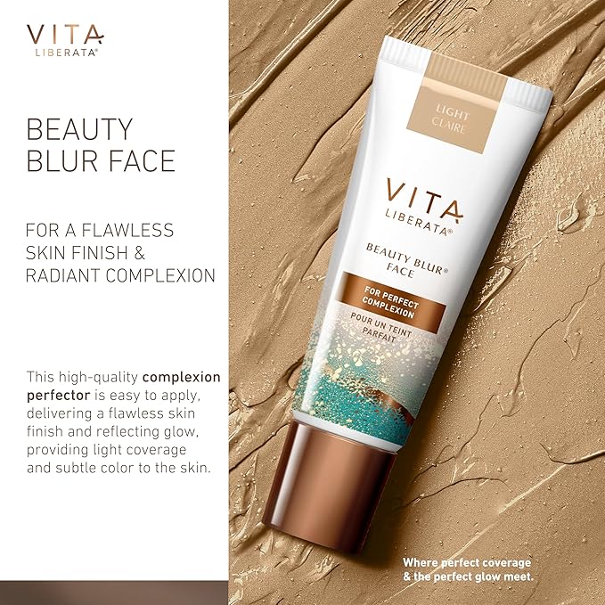 Vita Liberata Beauty Blur Face - Light, BB Cream, Hydrating Skin Finish, Radiant Glow & Flawless Complexion, 1.01 fl oz-Velvo Beauty